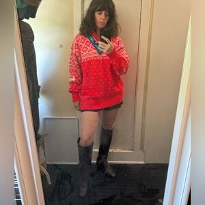 Obermeyer Men's Red and Green Christmas Sweater